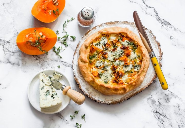 Quiche au butternut et Bleu d’Auvergne